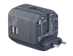 Adaptateur de voyage universel avec 2 ports USB 2,5 A / 12,5 W
