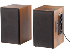paire d'enceintes stéréo avec caisse bois et connexion filaire ou bluetooth 34w auvisio
