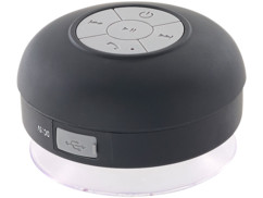 mini haut parleur bluetooth etanche pour douche avec boutons de controle intégrés et ventouse auvisio