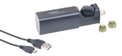 oreillette micro mains libres sans fil pour iphone android avec boitier de chargement callstel