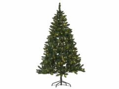 Sapin de Noël artificiel de 180 centimètres de haut, avec 750 épines en PVC et une guirlande de 500 LED intégrée.
