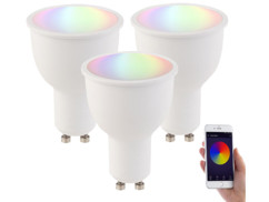 3 ampoules LED connectées GU10 A+ 4,5 W compatibles Alexa LAV-45.rgbw - RVB + BC