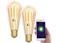 2 ampoules LED connectées E27 / ST64 / 5 W / 2200 K LAV-125.w