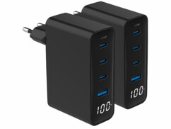 2 chargeurs secteur GaN USB-A / USB-C 100 W 4 ports avec écran