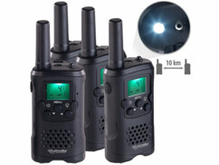 Pack de 4 talkies-walkies WT-250 avec 4 clips de ceinture (amovibles), câble de chargement USB et mode d'emploi en français