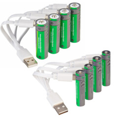 8 accus rechargeables avec port de chargement USB-C 4x AA / 4x AAA