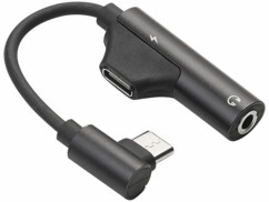 Adaptateur USB-C vers jack 3,5 mm avec fonction chargement.