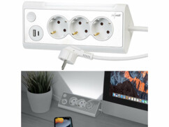 Multiprise 3 prises avec veilleuse LED et 2 ports USB - coloris blanc