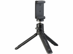 Trépied avec support pour smartphone à tête rotative.