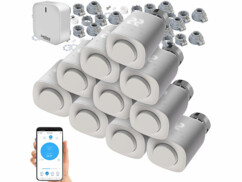 Pack de 10 thermostats pour radiateur avec 10 x 3 adaptateurs, passerelle wifi et modes d'emploi en français