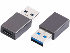Deux adaptateurs USB-C femelle vers USB-A mâle.