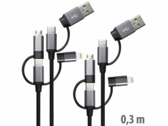 2 câbles de chargement et transfert USB-A/C vers USB-C/Micro-USB de la marque Callstel