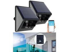 2 capteurs de mouvement PIR connectés et intelligents avec panneau solaire de la marque Luminea Home Control
