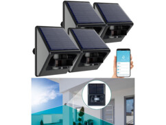 4 capteurs de mouvement PIR connectés et intelligents avec panneau solaire de la marque Luminea Home Control