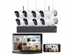 Système de surveillance sans fil VisorTech avec 8 caméras connectées à votre smartphone ou tablette numérique.