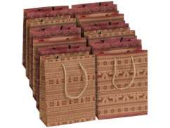 12 sacs cadeaux en papier kraft avec motif de Noël 23 x 18 x 8 cm
