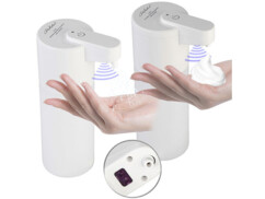 Pack de 2 distributeurs automatiques de savon-mousse et de désinfectant avec 2 câbles USB de la marque Carlo Milano