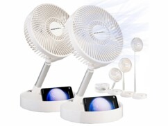 Pack de 2 ventilateurs télescopiques rechargeables avec fonction chargeur de la marque PEARL