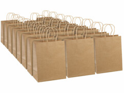 20 sacs cadeaux en papier kraft avec anse 27 x 12 x 21 cm