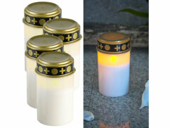 4 bougies funéraires à LED effet flamme