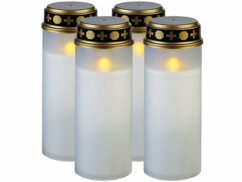4 grandes lanternes funéraires solaires avec capteur d'obscurité, coloris blanc de la marque PEARL