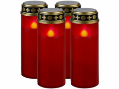 4 grandes lanternes funéraires avec capteur d'obscurité, coloris rouge de la marque PEARL