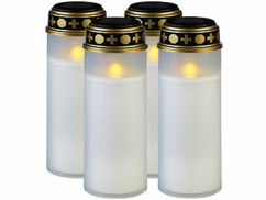 Pack de 4 grandes lanternes funéraires solaires avec capteur d'obscurité coloris blanc de la marque Pearl