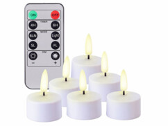 6 bougies chauffe-plat LED effet flamme rechargeables et télécommandées