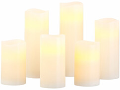 Pack de 6 bougies à LED en 4 tailles différentes avec structure en cire véritable.