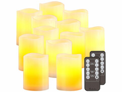 12 bougies LED en cire véritable de la même taille avec télécommande