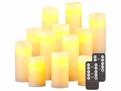 Aku Tonpa Lot de 9 bougies décoratives sans flamme à LED en cire véritable clignotante à piles avec minuterie et télécommande 