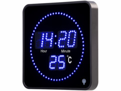 horloge murale radiopilotée LED bleues avec thermomètre