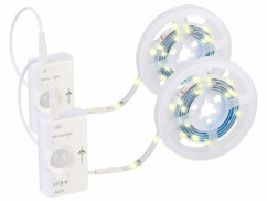Pack de 2 bandes LED blanc chaud sans fil rechargeables 180 lm avec capteur PIR 1 m de la marque Lunartec