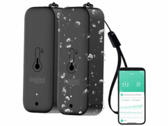 Pack de 2 capteurs de température et d'humidité de l'air connectés coloris noir de la marque Luminea