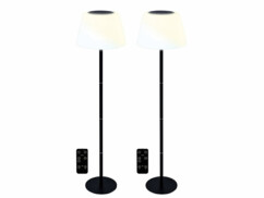 Pack de 2 lampes sur pied solaires télécommandées LED CCT de la marque Lunartec