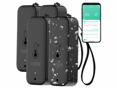 Pack de 4 capteurs de température et d'humidité de l'air connectés coloris noir de la marque Luminea