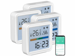Pack de 4 thermomètres et hygromètres connectés de la marque Luminea Home Control