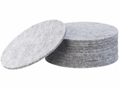 Lot de 12 dessous-de-plat en feutre gris clair.