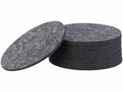 Lot de 12 dessous-de-table en feutre gris foncé.