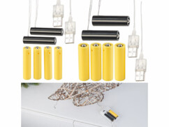 Pack de 4 adaptateurs pour piles USB universels avec chacun 4 piles factices et mode d’emploi en français