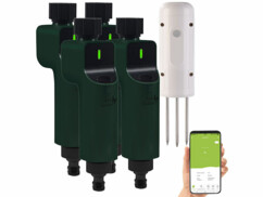 4 valves d'arrosage connectées ZigBee avec thermomètre-hygromètre de sol