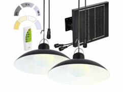 Double lampe solaire télécommandée à suspendre LED blanc chaud/blanc 