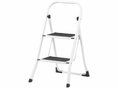 Escabeau compact avec 2 marches et barre de maintien - Supporte jusqu'à 150 kg