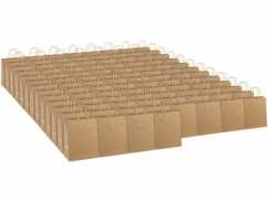 Pack de 100 sacs cadeaux en papier kraft avec anse 27 x 12 x 21 cm de la marque infactory