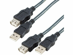 Pack de 2 câbles de rallonge USB-A vers USB-A de la marque PConKey
