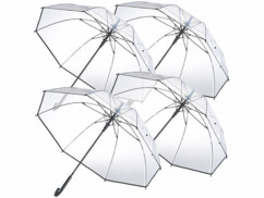 Pack de 4 parapluies transparents avec armature en fibre de verre de la marque Carlo Milano