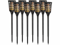 Pack de 8 torches de jardin solaires 78 cm avec LED à effet flamme de la marque Lunartec