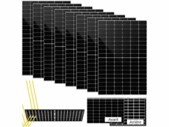 Pack de 8 modules solaires avec 8 câbles de raccordement et mode d’emploi en français