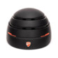 Casque pliable Urban noir en position repliée compacte, vue de trois-quarts, logo Ducati