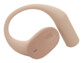 Écouteur JBL beige avec crochet d’oreille flexible, vue trois-quarts sur fond blanc pur